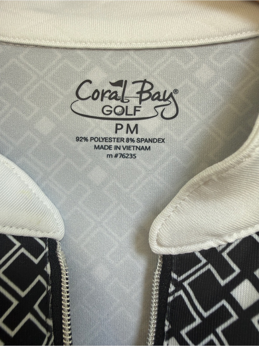 Coral Bay Women's Black & White Sleeveless Zip-Front Golf  Top - Picture 3 of 5